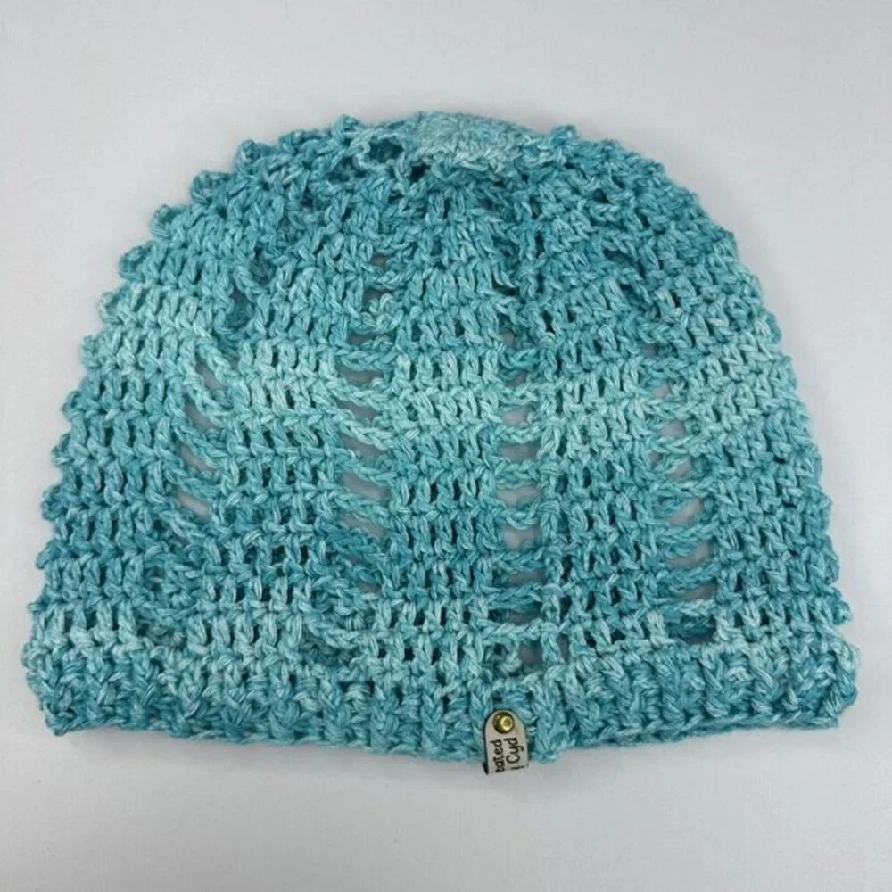 Created By Cyd Slouchy Snoody Beanie JAS Big Twist‎ Ocean Splash Crochet Hat NEW